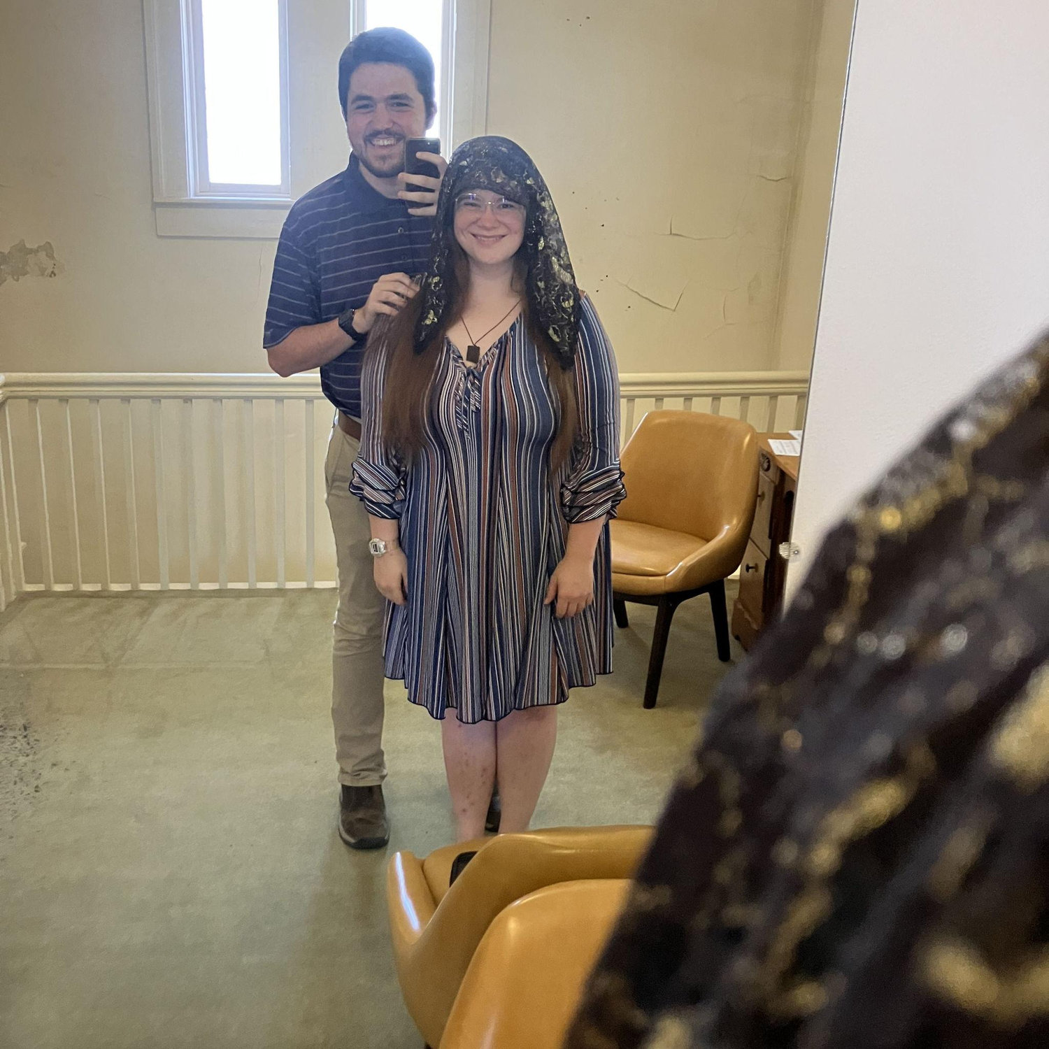 After one of the Masses, we took a little selfie in the mirror!