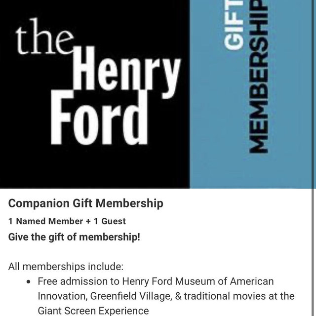 Greenfield Village & Henry Ford Companion Gift Membership