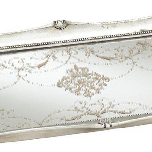 Dahlia Studios Victoria Large 22 1/2" Wide Silver Mirrored Decorative Tray