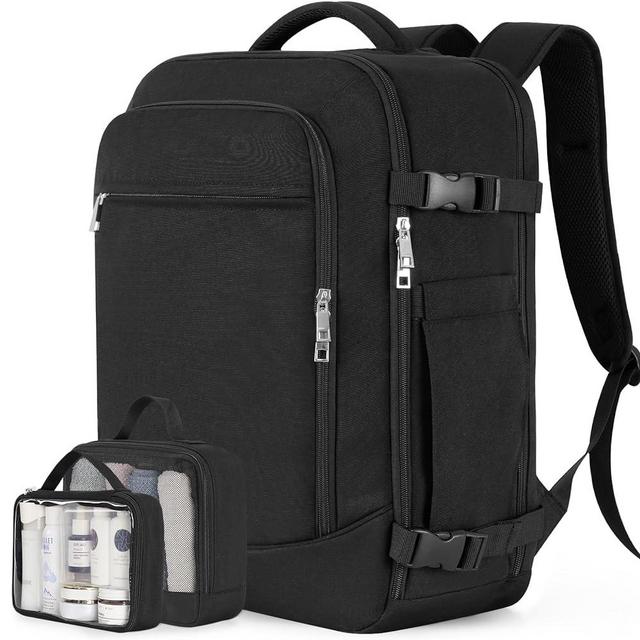 Rinlist Large Backpack for Men Women, Travel Backpack Flight-approved Personal Item Size, 40L Carry on Backpack Casual Daypack, Black