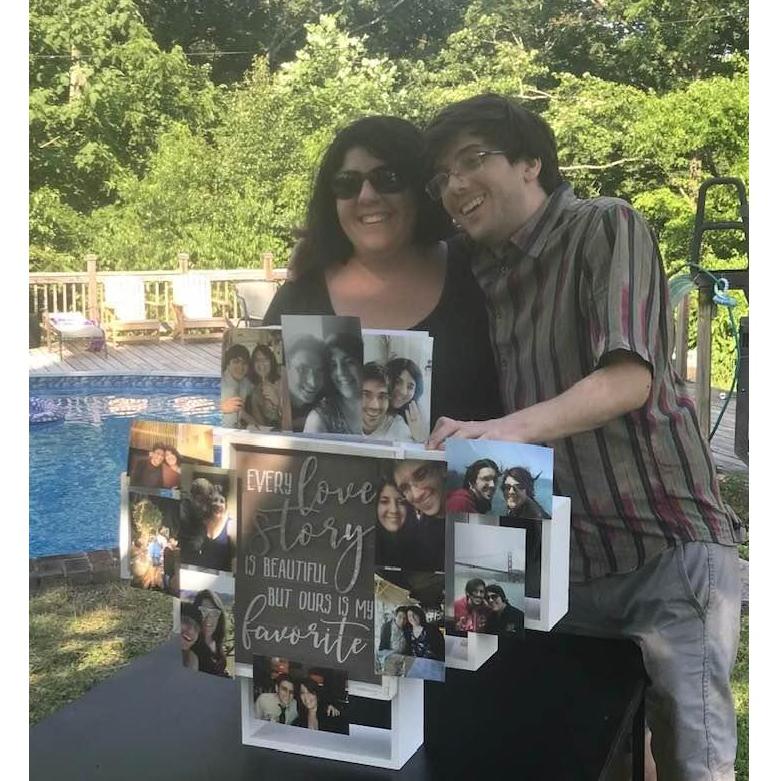 Our moms made us a photo sculpture to celebrate our engagement!