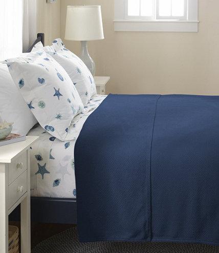 Maine-Made Cotton Twill Blanket- Mariner Blue Queen