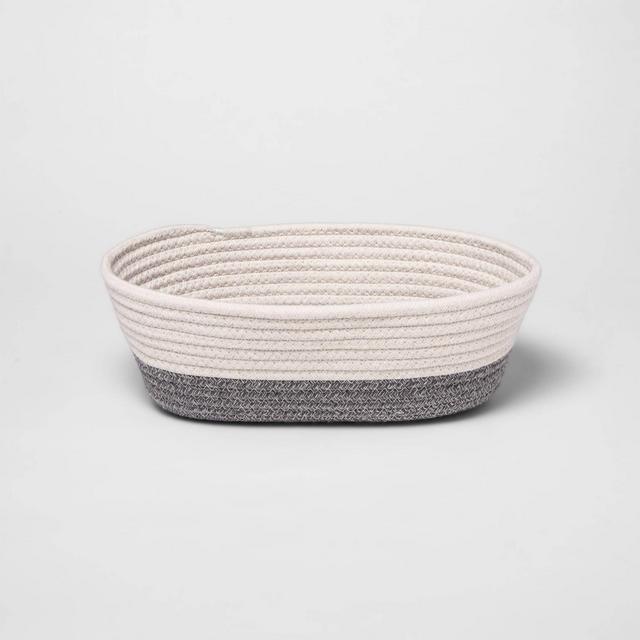 Large Oval Coiled Rope Bin with Color Band - Cloud Island™ Gray