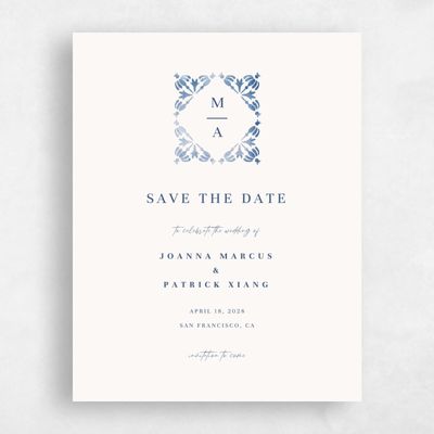 Dark Cobalt, Blue Wedding Save the Date - Elio Portrait