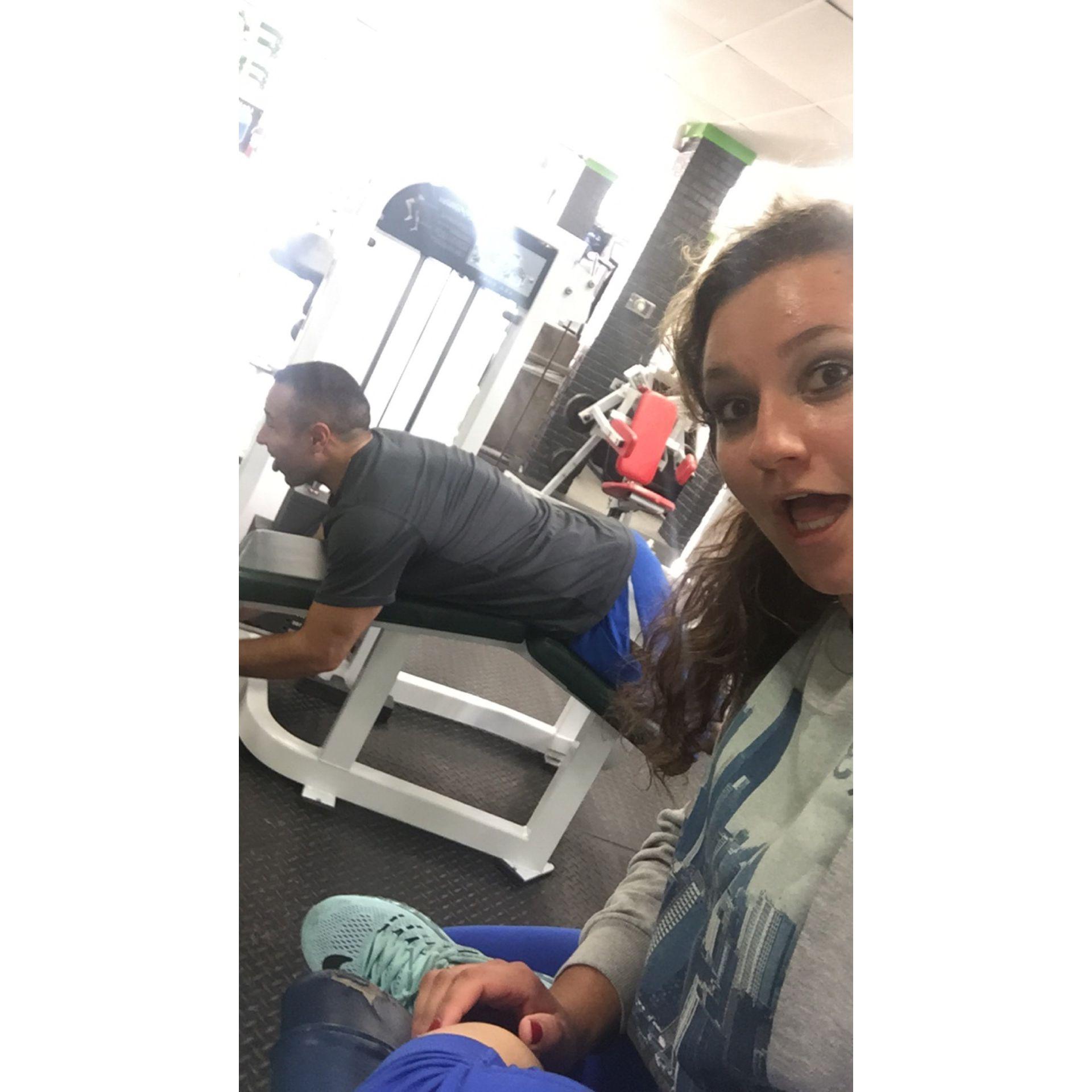 Our gym sessions in the early days when we first started dating. It was our second hangout!
