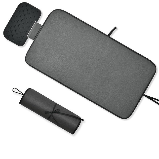 KINGBOARD Ironing Mat, Ironing Pad for Table Top with Iron Rest, Large Iron Mat with 5 Layers of Thickening, Portable Iron Pad with High Temperature Resistant, Travel Size 31.1 X 16.5inch, Black