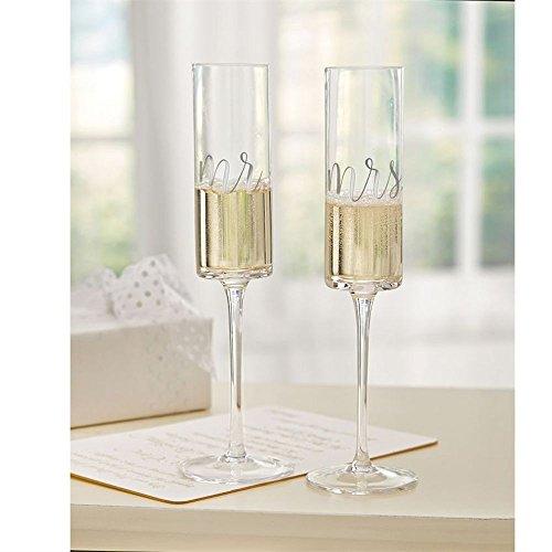 Mud Pie 4465069 Mrs. Wedding Champagne Glass Set, One Size, Black