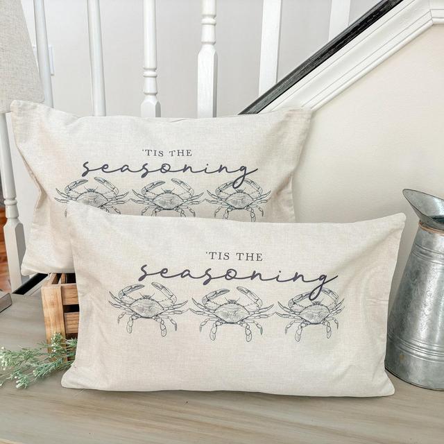 Tis The Seasoning Crab Pillow * 12x20 Nautical Pillow * Southern/Maryland Decor * Ocean City MD * Baltimore Maryland Gift * Annapolis Gift *