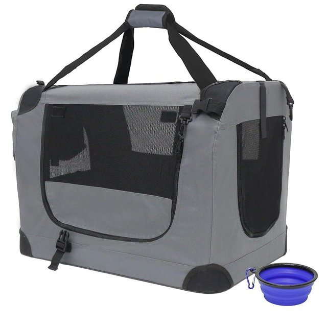 Prutapet Large Cat Carrier 24"x16.5"x16.5" Portable dog Crate for Small Medium Dogs Collapsible Traveling Pet Crate with Collapsible Bowl