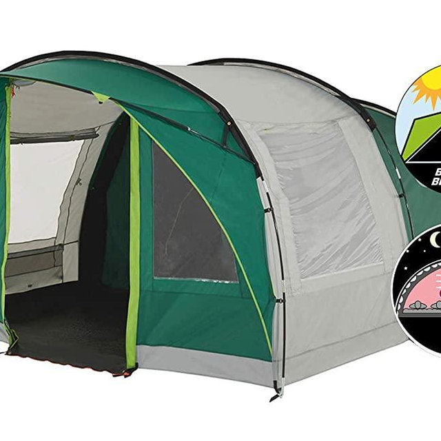 Coleman Rocky Mountain 5 Plus Family Tent, 5 Man Tent, Blocks up to 99 Percent of Daylight, 2 Bedroom Family Tent, 100 Percent Waterproof Camping Tent for 5 Person, Also Ideal to Camp in The Garden