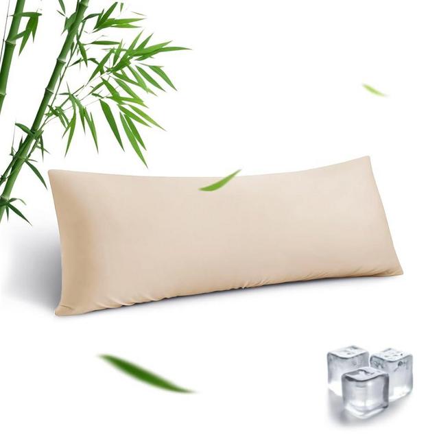 Body Pillowcase, Cooling Viscose from Bamboo Pillow Cover with Zipper Closure, Soft Moisture-Wicking for Hot Sleepers, Hair and Skin-Friendly, Light Khaki, 1 Pack