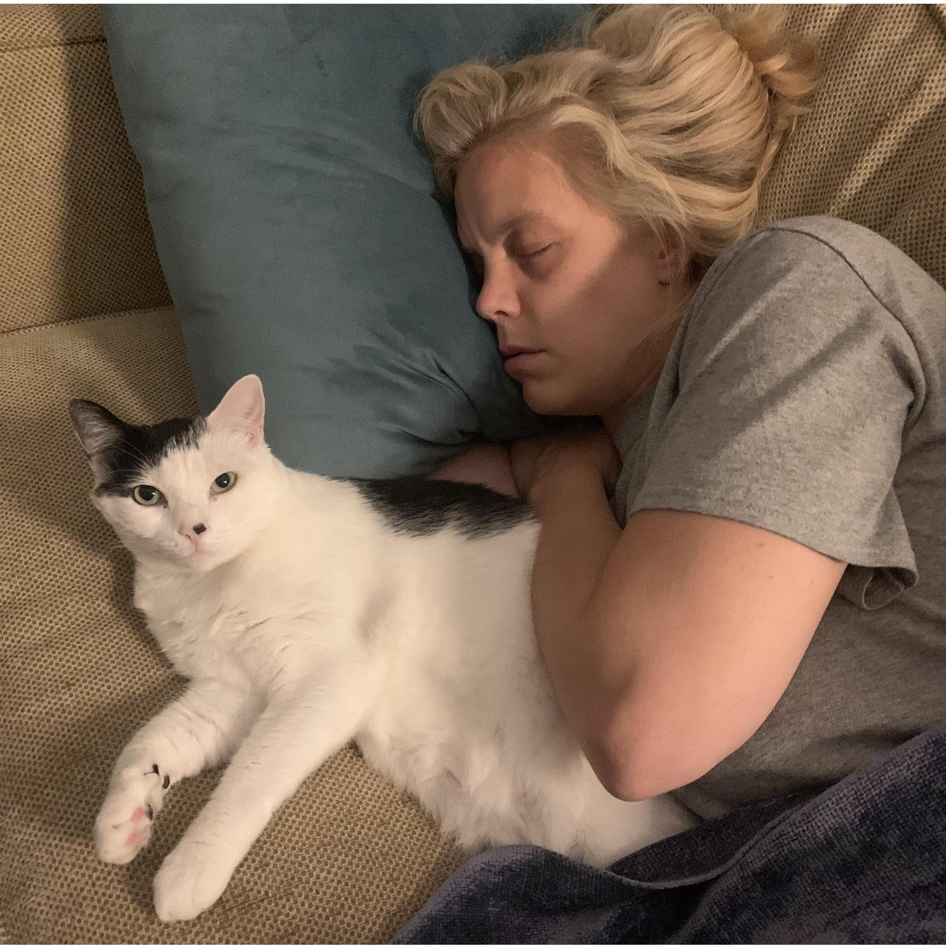 "Hey no photos while mom's sleeping!"