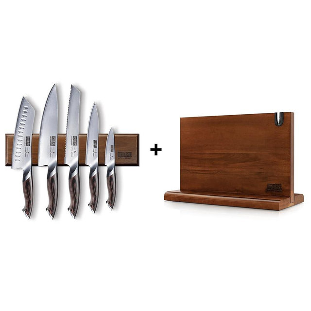 HOSHANHO Knife Set with Magnetic Knife Holder & Magnetic Knife Block 14 x 10 Inches