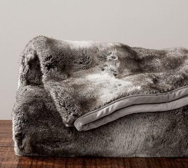 Faux Fur Ombre Throw - Gray
