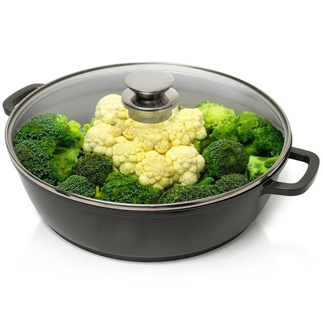 Moss & Stone 12 Inch Large Skillet With Lid, 5 Quart Saute Pan With Lid, Dishwasher & Oven Safe Skillet, Double Handled Nonstick Deep Frying Pan Non Toxic Coating, PFOA Free Induction Everyday Pans