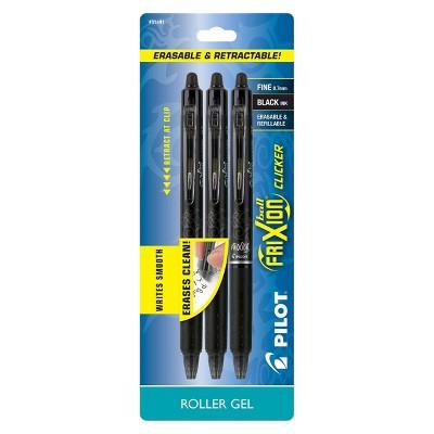 Pilot 3ct FriXion Clicker Erasable Retractable Gel Pens Fine Point 0.7mm Black