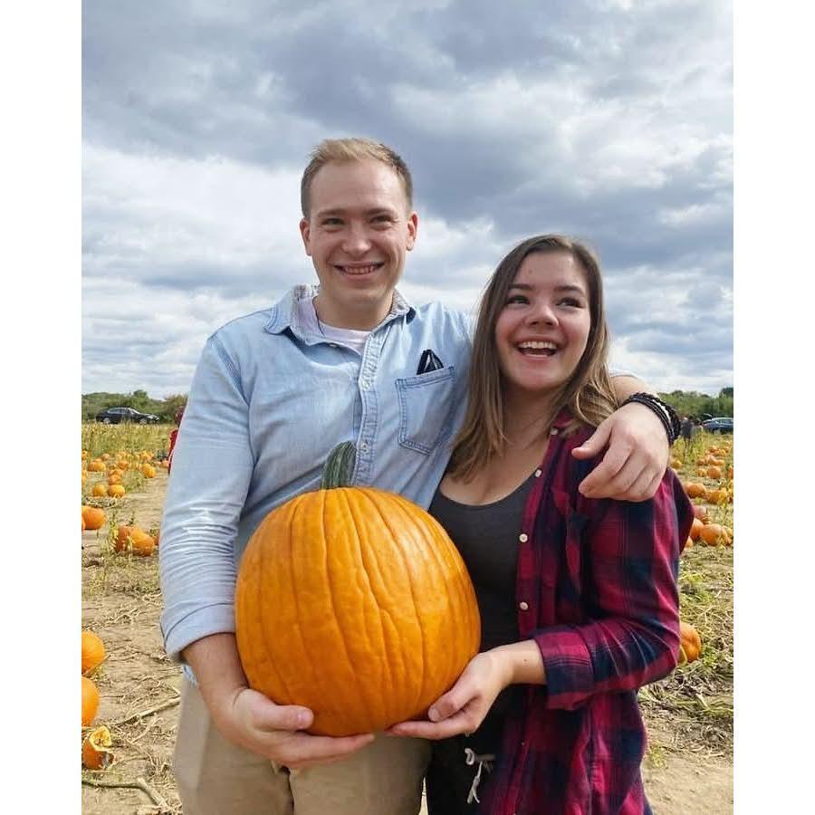 Picking pumpkins at Anderson Orchard in Mooresville, IN (one of our first dates!)