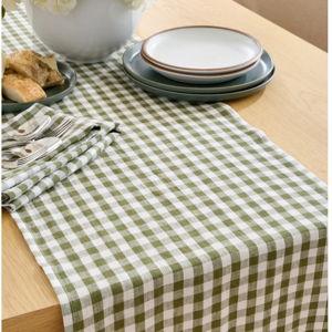 Linen Table Runner in Olive Gingham