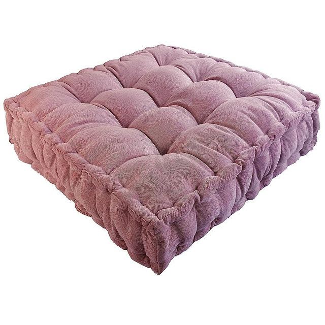 Floor Pillow 25x25 Inch Square Meditation Cushion Floor Seating for Adults Oversized Tufted seat Cushion Reading Nook for Kids, Yoga Meditation Pillow for Sitting on Floor (Purple)