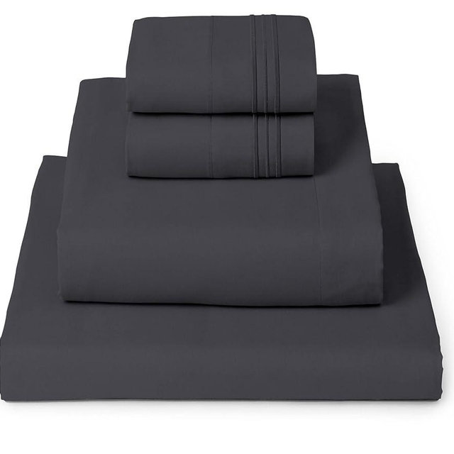 Mellanni King Sheets Set - 4 PC Iconic Collection Bedding - Hotel Luxury, Extra Soft, Cooling Bed Sheets - Wrinkle, Fade, Stain Resistant (King, Charcoal)