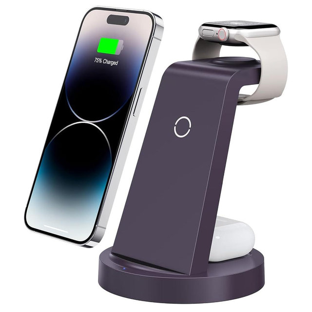 3 in 1 Charging Station for iPhone - Wireless Charger for Apple Products Multiple Devices - Charging Dock Stand for AirPods (for iPhone 15 14 13 pro 12 11 X Max)
