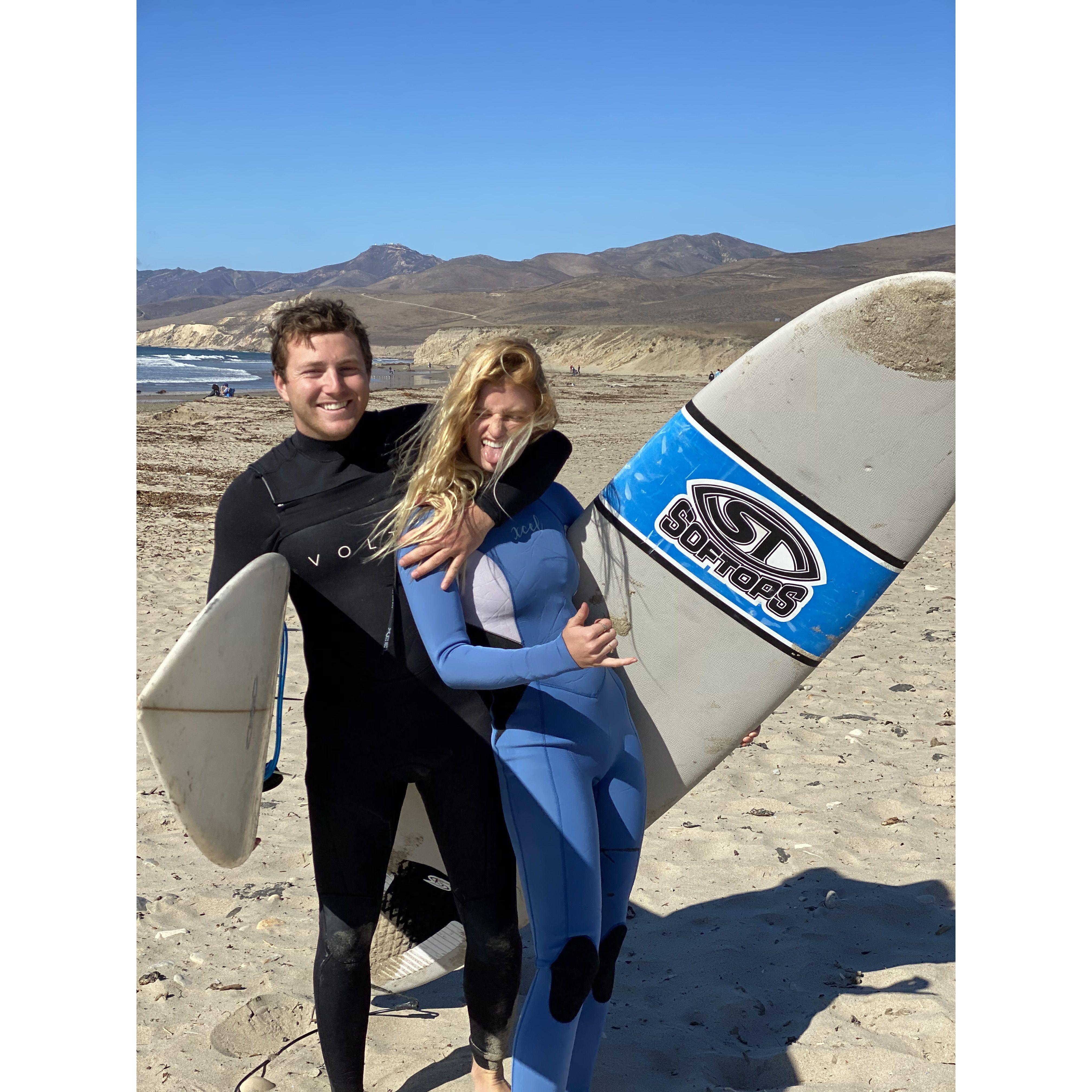 Surfing and camping on the beach in California!