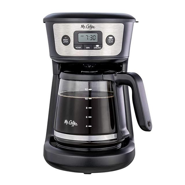 Mr. Coffee 12-Cup Programmable Coffeemaker, Strong Brew Selector, Stainless Steel.