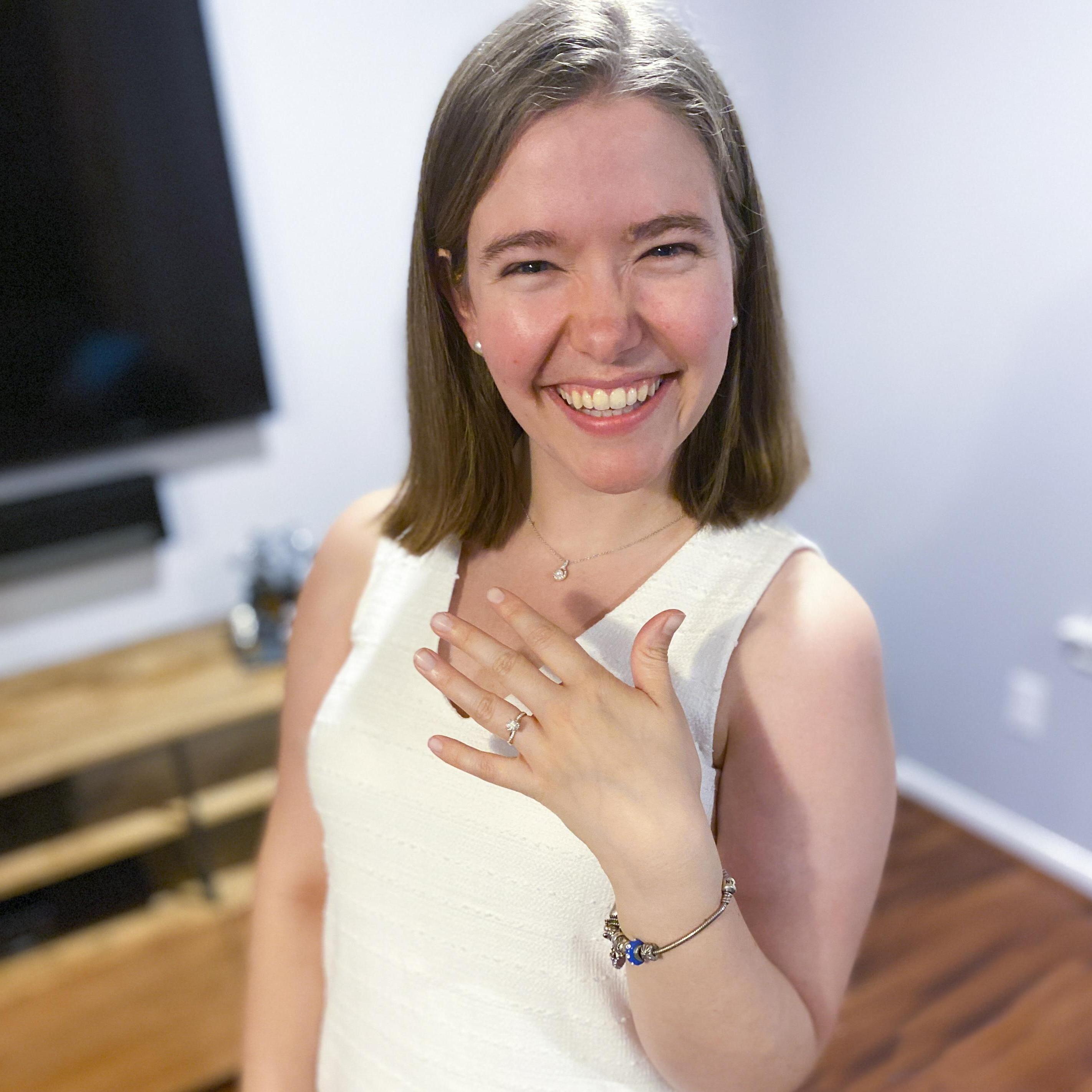 Sarah with the ring the night we got engaged!