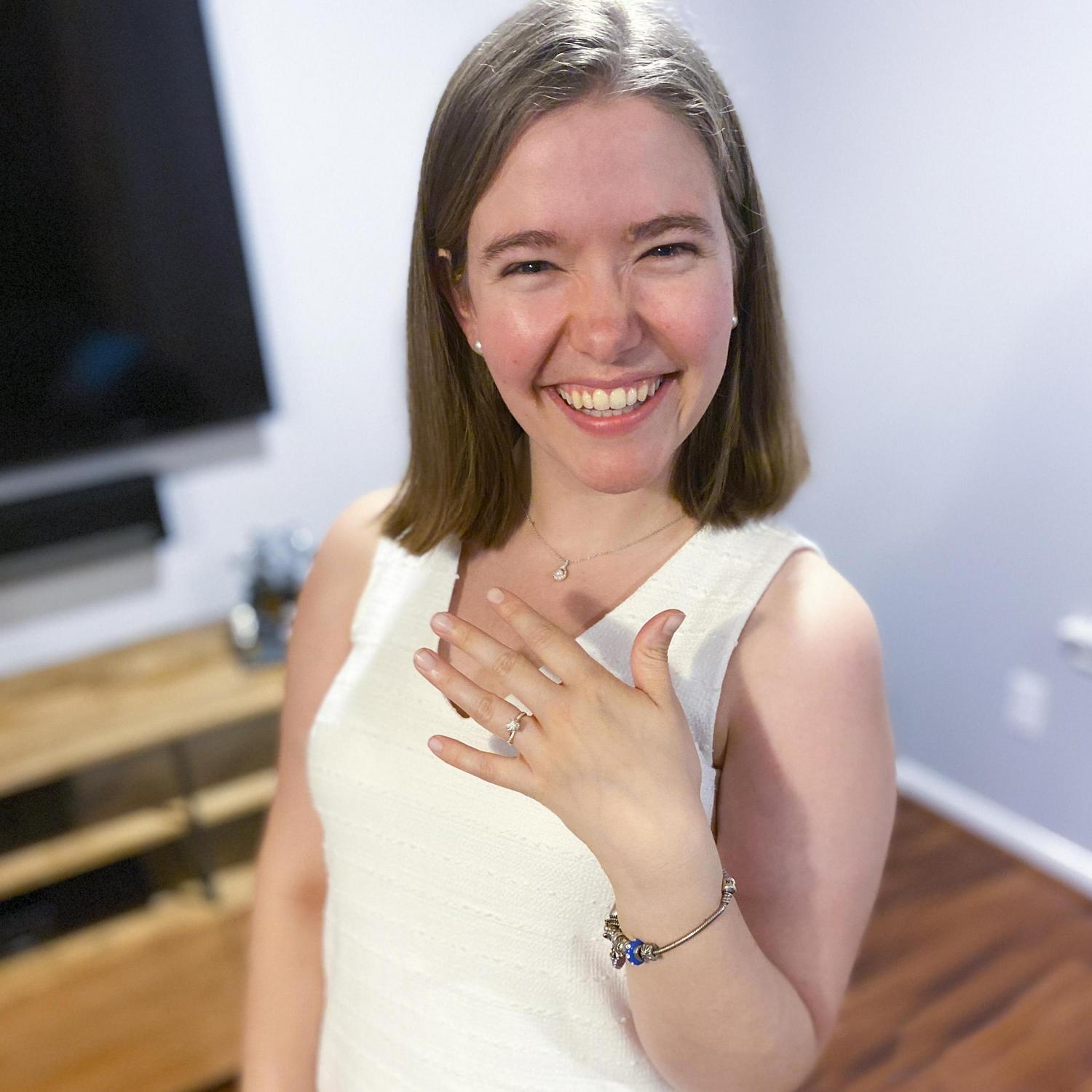 Sarah with the ring the night we got engaged!