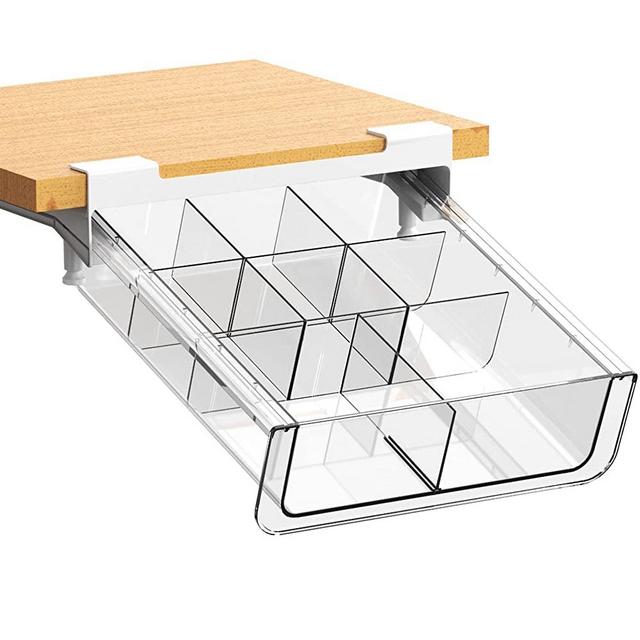 vacane Clear Under Shelf Drawer Organizer,Tea Bag Organizer, Under Cabinet Shelf Hanging Storage, Bpa-Free Plastic Storage for Closet Kitchen Pantry Cupboard