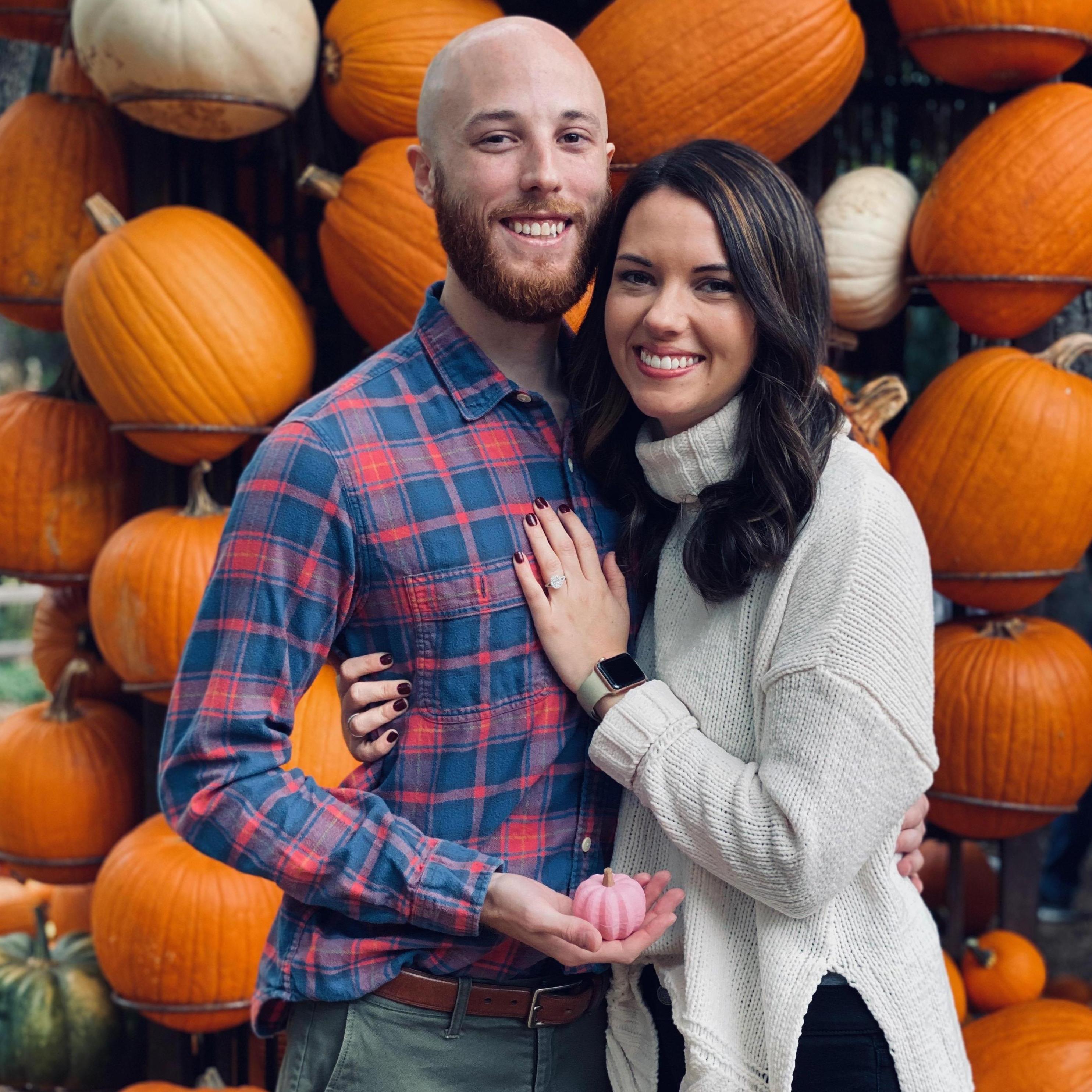 Just after Jeremy proposed! He had this pink pumpkin ring box made for me