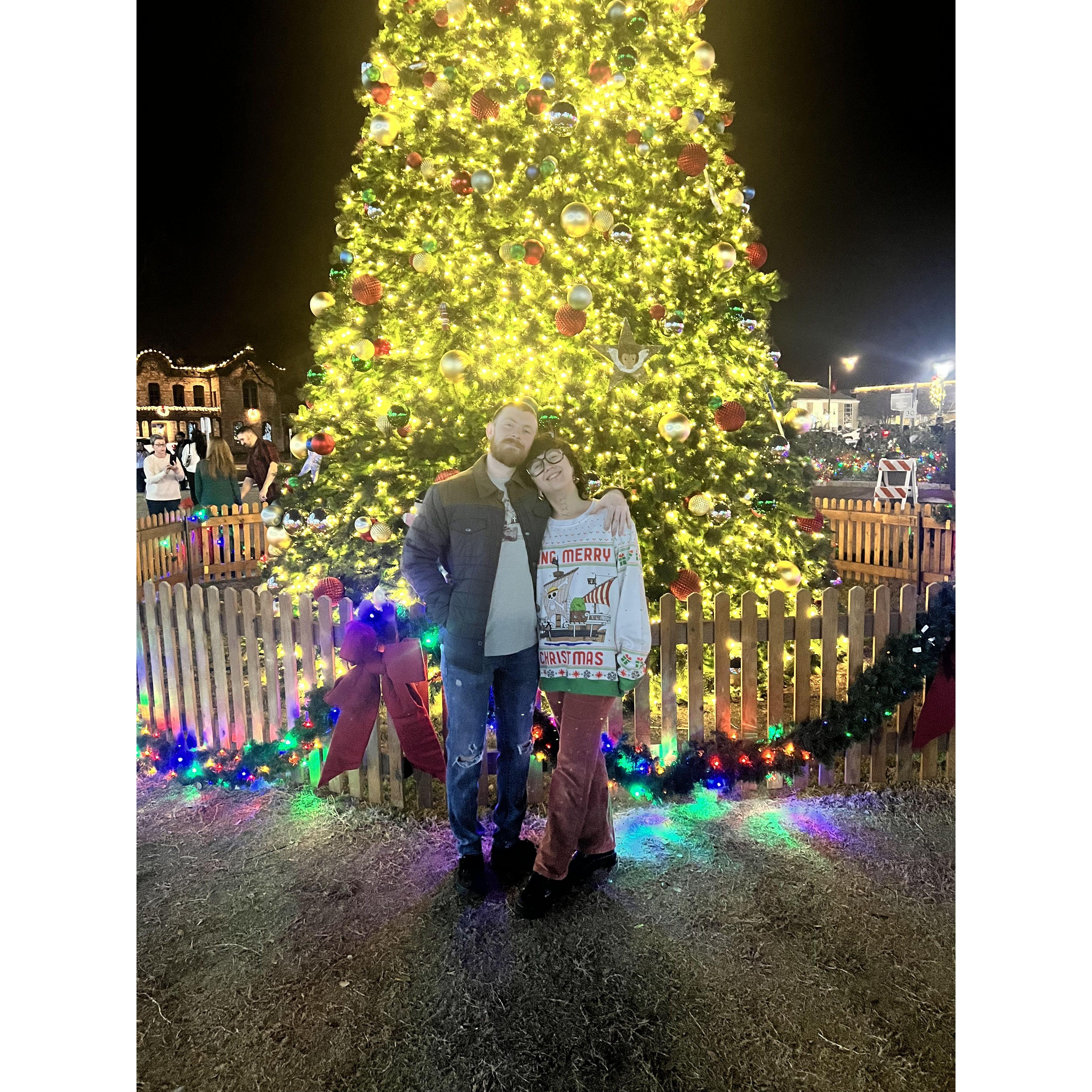 Xmas Eve 2024 the day we got engaged. (you can see Collin scheming with his hand in his coat pocket. ALSO it definitely wasn't cold enough for a jacket)