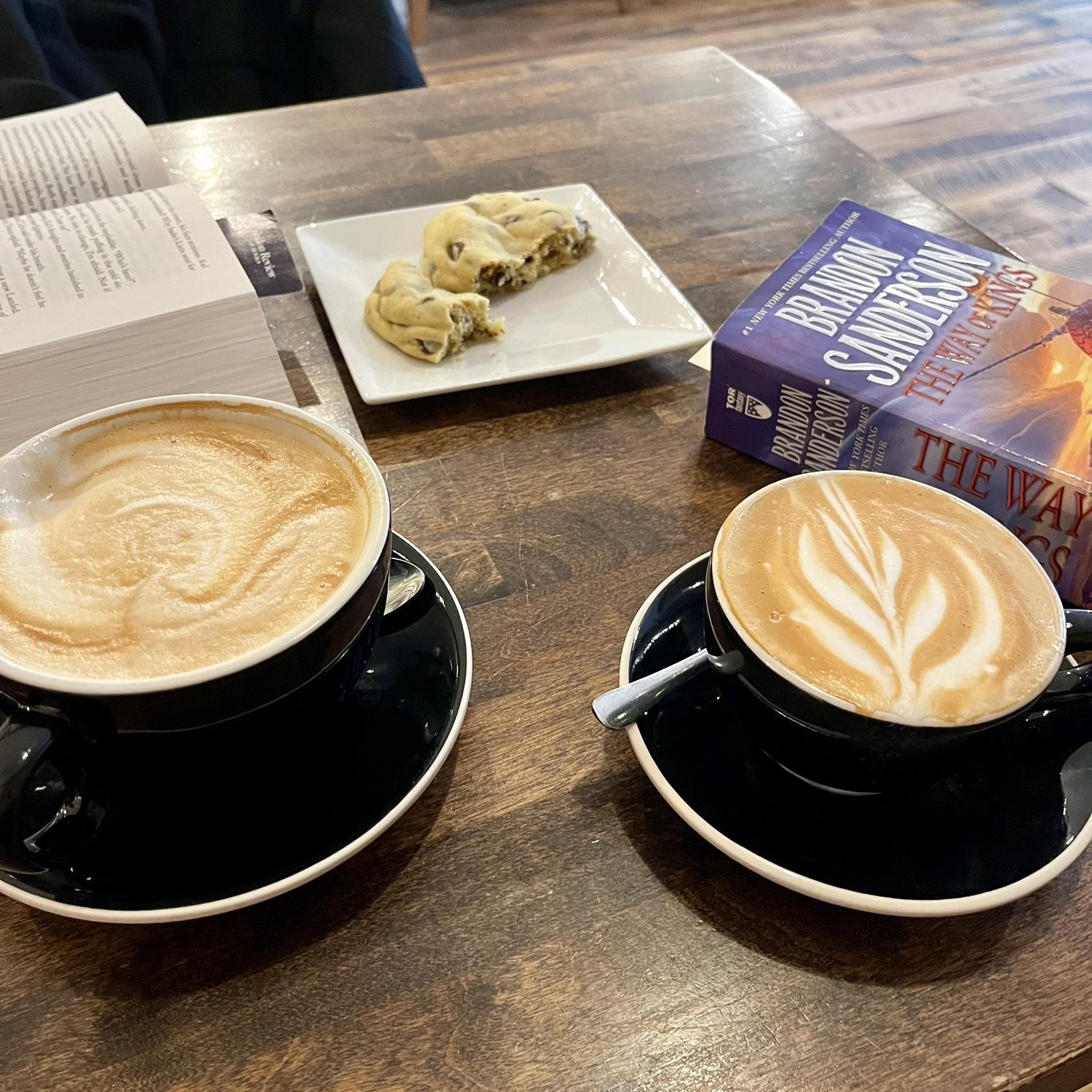 Our two favourite things: a cozy snack and a good book.