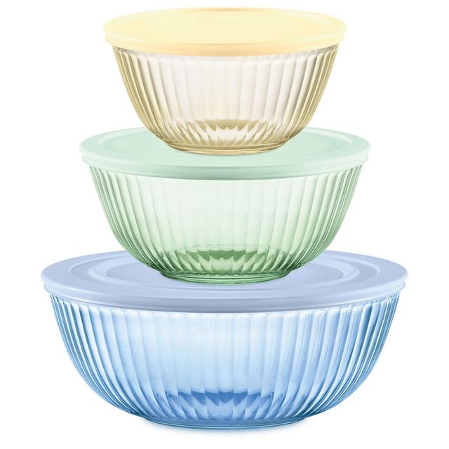 Pyrex Colors Sculpted, Tinted Dreams 6-Pc Mixing Bowl Set