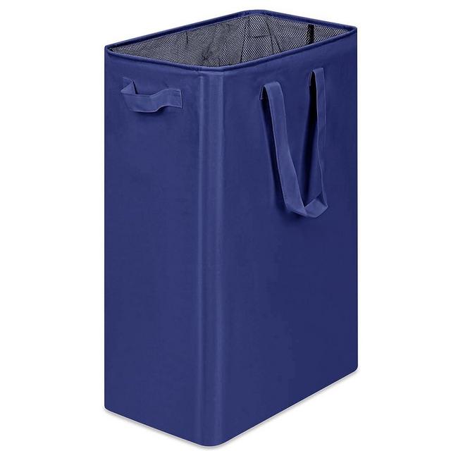 efluky Slim Laundry Basket, Narrow Laundry Hamper with Handles, Collapsible Dirty Clothes Hamper, Tall Laundry Bin for Laundry Room, Dorm and Bedroom, 12.7 Gallons(75L) Blue