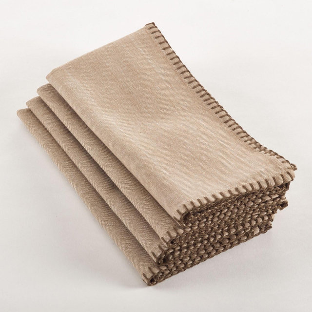 Saro Lifestyle Whipstitch Cotton Napkin , Natural, 20" x 20"
