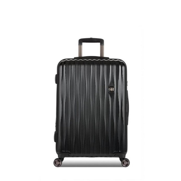 SwissGear 7272 Energie Expandable Hardside Luggage With Spinner Wheels and TSA Lock, Black, Checked-Medium 24-Inch