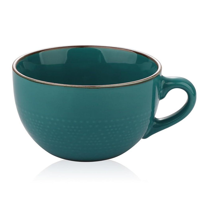 VanEnjoy Green Vintage Large Coffee Mug & Soup Bowl, 24 oz Giant Ceramic Bowl with Lid, Microwave Safe