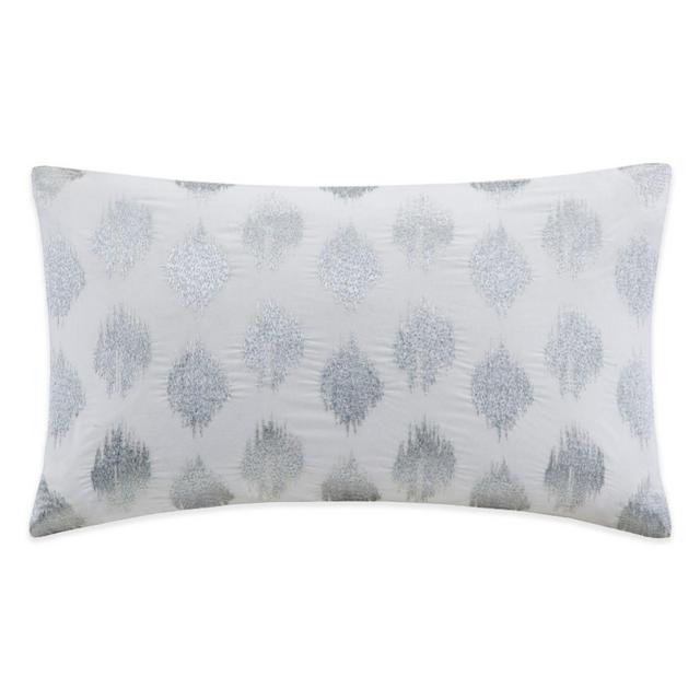 INK+IVY Nadia Dot Embroidered Oblong Throw Pillow in Silver