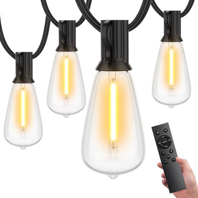 LaPitio 150FT Outdoor String Lights with Remote, Garden Patio Decor with 2500K Warm White, 75+3 LED Edison Bulbs, Support Timer Dimmable Waterproof Shatterproof for Yard Outside Porch Deck Backyard