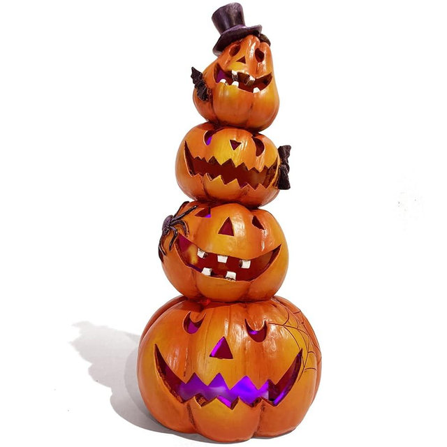 Hodao Halloween Pumpkin Decorations Indoor Halloween Decorations Clearance for Table/Halloween/Window/Present Box/Gift/Courtyard Corridor (Orange Stacked Pumpkins)