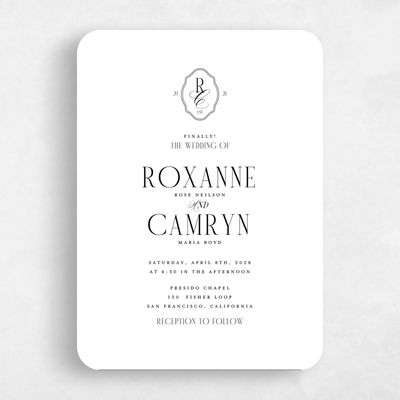 White Rounded Wedding Invitation - Kotor Portrait