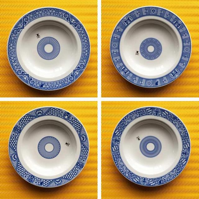 Set of 4 Calamityware Shallow Bowls