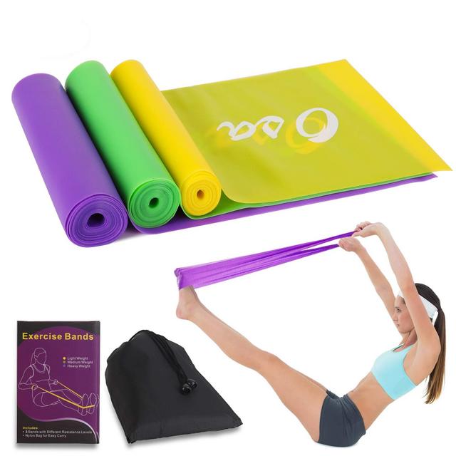 ECGOIOE Flat Exercise Band Set of 3, TPE Wide Resistance Ranges 5-15LBs Bands for Home Gym, Physical Therapy, Sport, Pilates, Stretch, Yoga, Strength Training …