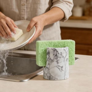 Marble Sponge Holder, Cloudy Gray