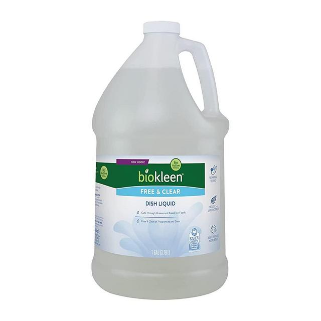 Biokleen Free & Clear Dish Liquid - 1 Gallon - Soap, Dishwashing, Eco-Friendly, Non-Toxic, Plant-Based, No Artificial Fragrance, Colors or Preservatives, Free & Clear, Unscented