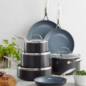 GreenPan - Valencia Pro Ceramic Non-Stick 11-Pc. Cookware Set with Bonus Pan Protectors