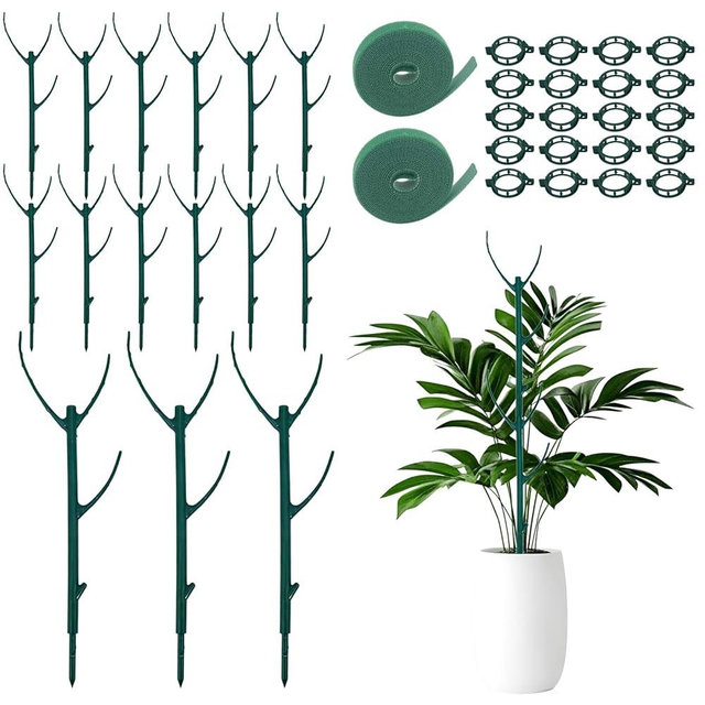 15 Pack Stackable Plant Support Stakes, Climbing Plant Support Pole, Philodendron Garden Stakes for Potted Plants, Plant Holder Stick for Monstera, Pothos
