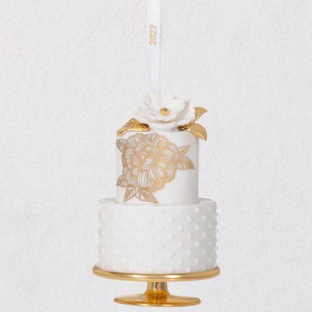 A Sweet Beginning Wedding Cake 2022 Porcelain Ornament
