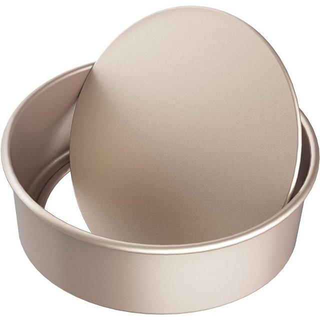 CHEFMADE Bakeware Round Cake Pan, 8-Inch with Removable Loose Bottom Nonstick & Quick Release Coating Chiffon Bakeware for Oven and Instant Pot Baking (Champagne Gold)